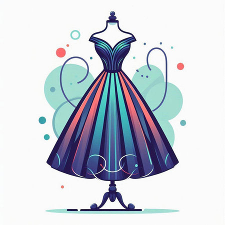 Wedding dress on a mannequin. Vector illustration.のイラスト素材