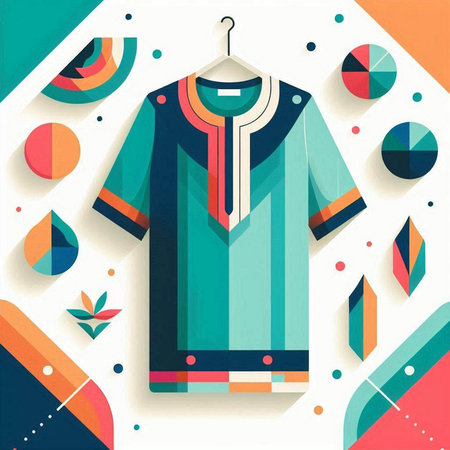 T-shirt with a pattern of geometric shapes. Vector illustration.のイラスト素材