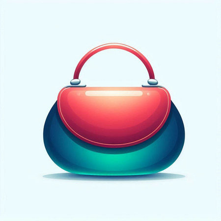 Illustration of a red and blue handbag on a blue backgroundのイラスト素材