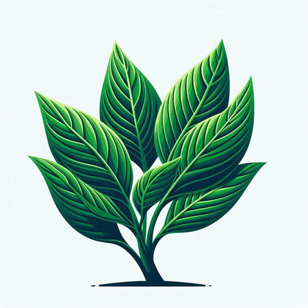 Illustration of a green plant with leaves on a white background.のイラスト素材
