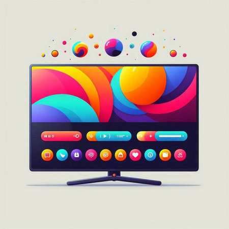 Computer monitor with colorful abstract background. Vector illustration. Eps 10.