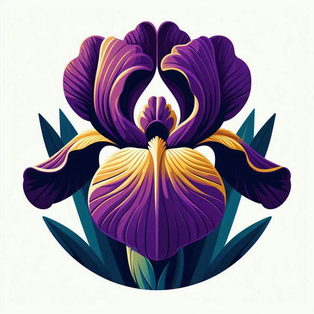 Purple iris flower on a white background. Vector illustration.