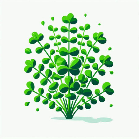Green clover leaves isolated on white background. St. Patrick's Day vector illustration.のイラスト素材