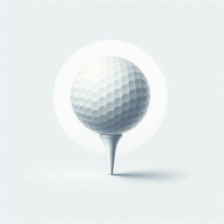 Golf ball on tee, isolated on white background. Vector illustration.のイラスト素材