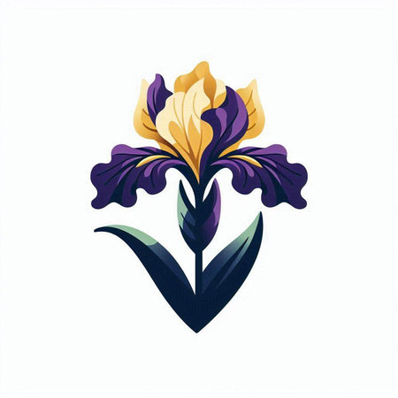 Illustration of iris flower in blue and violet colors on white backgroundのイラスト素材