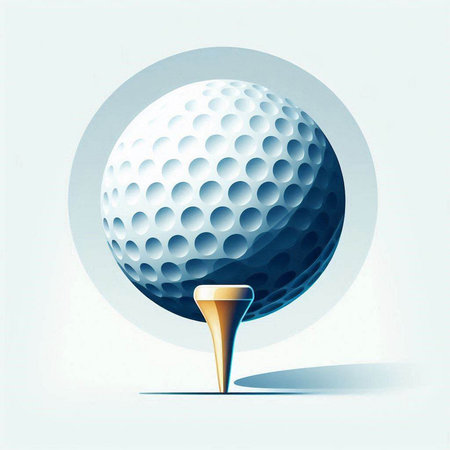 Golf ball and golf tee on white background. Vector illustration.のイラスト素材