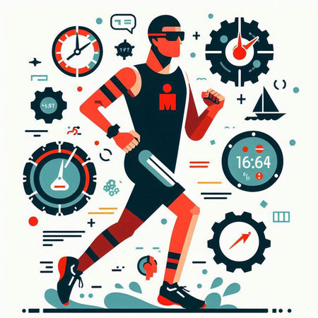 Running man in sportswear. Flat design style vector illustration.のイラスト素材
