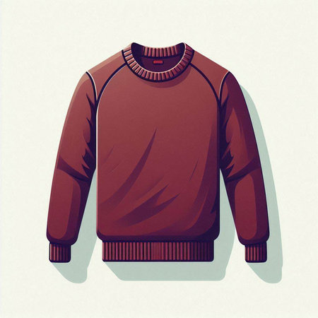 Illustration of a long sleeve knitted sweater on a white backgroundのイラスト素材
