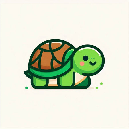 Cute cartoon turtle on white background. Vector illustration in flat style.