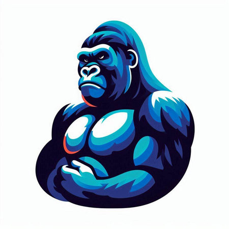 gorilla vector illustration, isolated on white background, hand drawn styleのイラスト素材