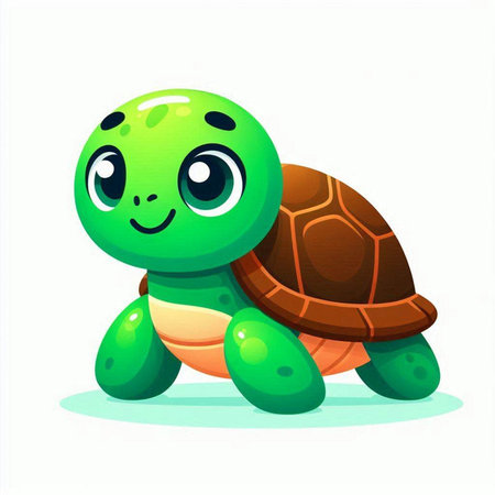 Cute cartoon turtle isolated on white background. Vector illustration for kids.のイラスト素材