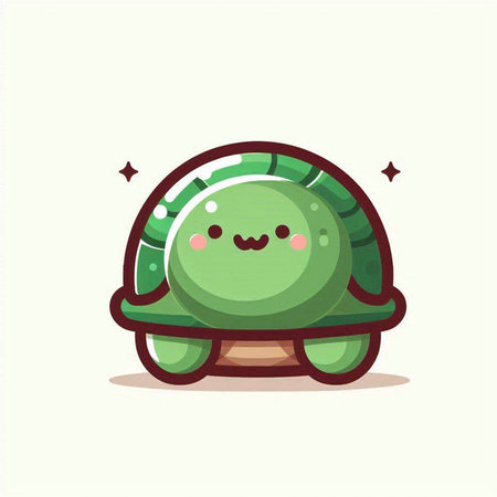 Cute turtle cartoon vector illustration. Cute tortoise character.のイラスト素材