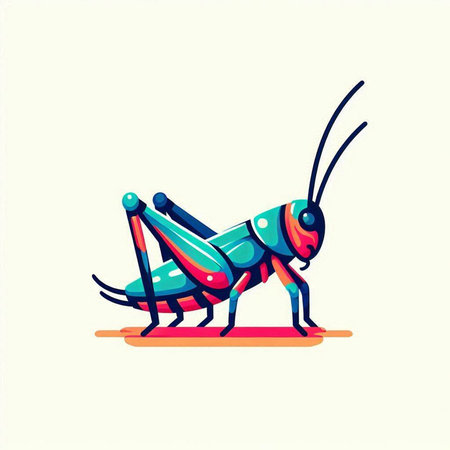 Cartoon grasshopper isolated on white background. Vector illustration.のイラスト素材