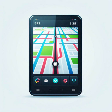 Navigation gps device with map on screen. Vector illustration.のイラスト素材