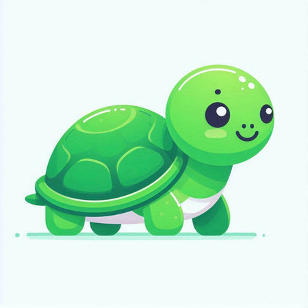 Cute cartoon turtle. Vector illustration isolated on white background. Design element for poster, card, banner, t-shirt.のイラスト素材