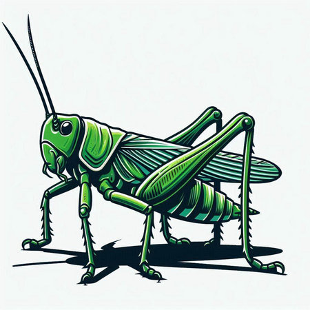 Grasshopper on a white background. Vector illustration of grasshopper.のイラスト素材