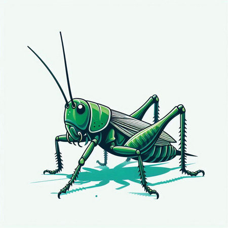 Grasshopper on white background. Vector illustration of grasshopper.のイラスト素材