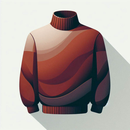 Illustration of a brown knitted sweater with a long sleeve.のイラスト素材