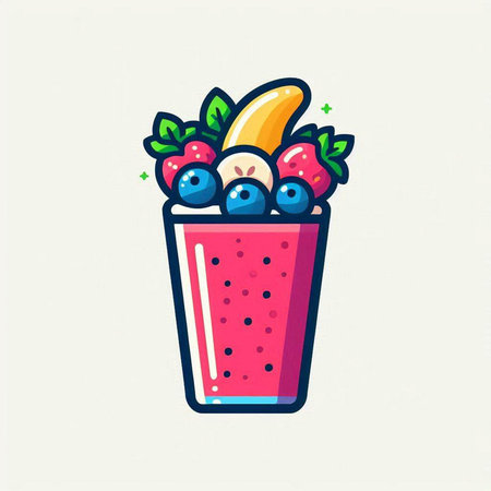 Fruit smoothie in a glass with berries. Vector illustration.のイラスト素材