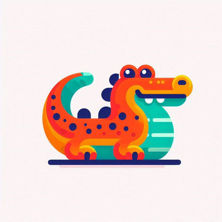 Crocodile icon. Vector illustration in flat cartoon style.のイラスト素材