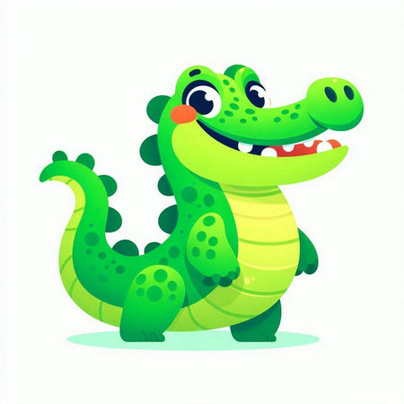 Cute cartoon crocodile. Vector illustration isolated on white background.のイラスト素材