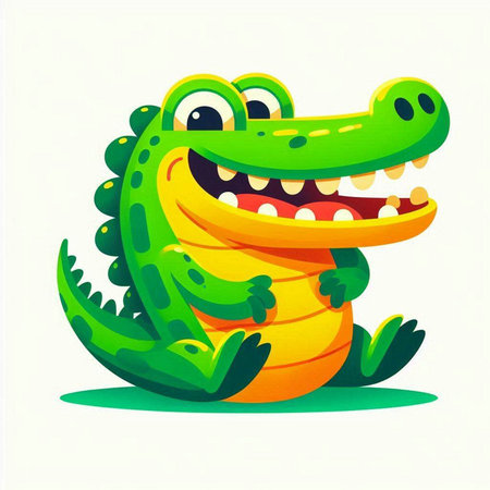 Cute cartoon crocodile. Vector illustration of a crocodile.のイラスト素材