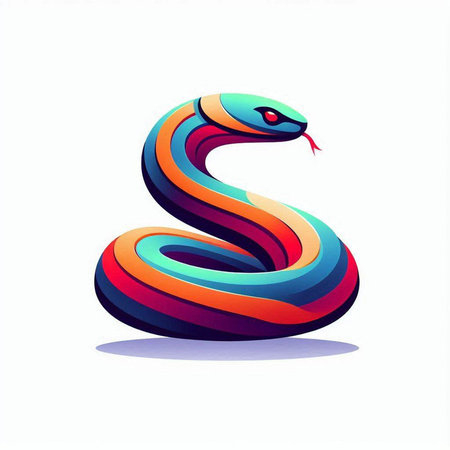 Cute cartoon snake isolated on a white background. Vector illustration.のイラスト素材