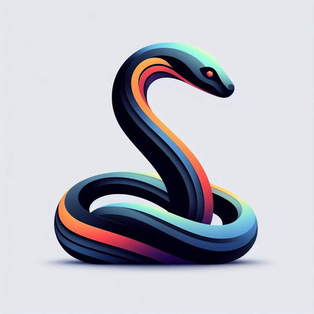 Vector illustration of a snake in the form of a letter S.のイラスト素材