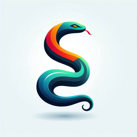 Letter S of the alphabet made of snake. Vector design template elements for your application or...