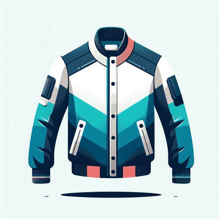 Vector illustration of a man's jacket in blue and red colors.のイラスト素材