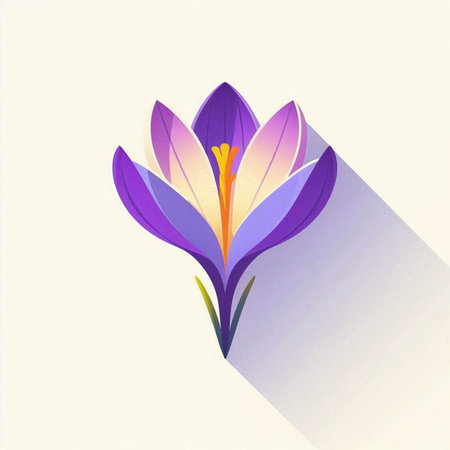 Beautiful purple crocus flower on a light background. Vector illustrationのイラスト素材