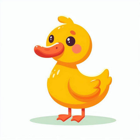 Cute yellow rubber duck isolated on white background. Vector illustration.のイラスト素材