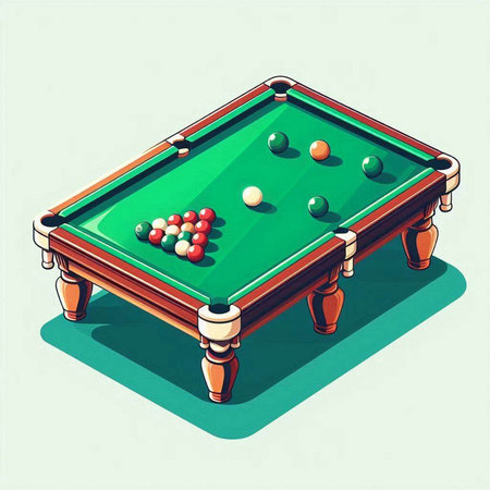 Billiard table with balls in retro style. Vector illustration. Eps 10