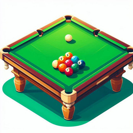 Billiard table with balls on a white background. Vector illustration.