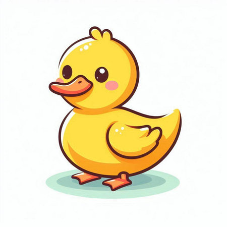 Cute yellow rubber duckling isolated on white background. Vector illustration.のイラスト素材