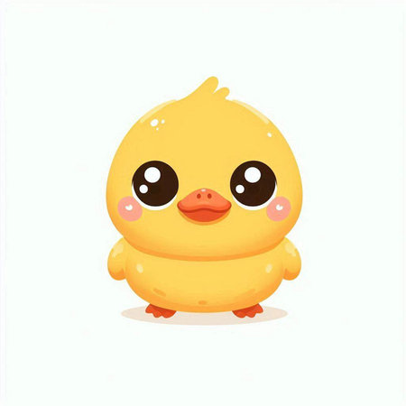 Cute yellow baby chicken isolated on white background. Vector illustration.のイラスト素材