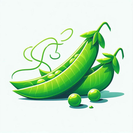 green peas on a white background, vector illustration, EPS 10.のイラスト素材