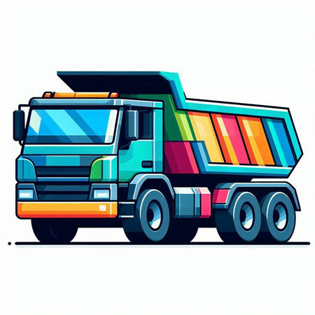 Dump truck isolated on white background. Vector illustration for your designのイラスト素材
