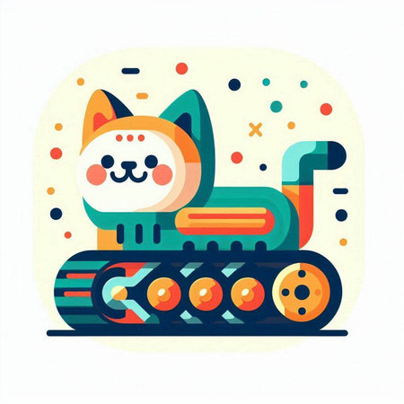 Vector illustration of a cute cat in a toy car. Cute pet.のイラスト素材