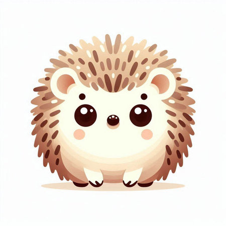 Cute cartoon hedgehog. Vector illustration isolated on white background.のイラスト素材