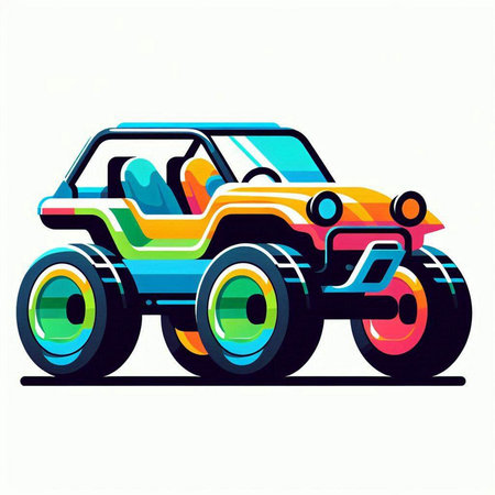 illustration of an off road vehicle on white background, vector illustrationのイラスト素材