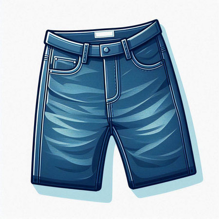 illustration of a pair of blue men's shorts on a white backgroundのイラスト素材