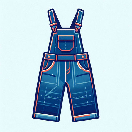 Blue overalls with pockets on a blue background. Vector illustration.のイラスト素材