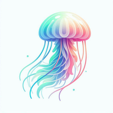 Colorful jellyfish on a white background. Vector illustration for your designのイラスト素材