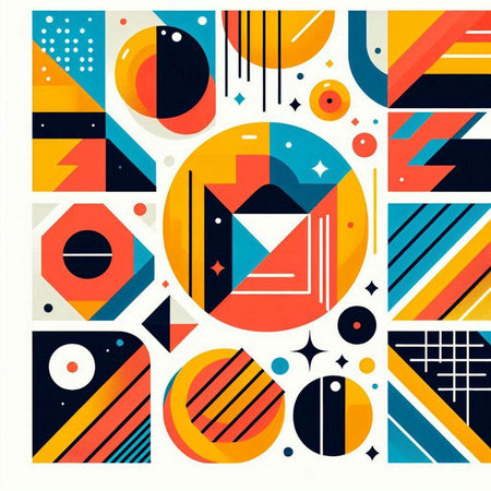 Abstract geometric pattern in retro 80s style. Vector illustration for your designのイラスト素材