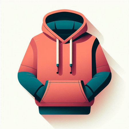 Red winter jacket with a hood on a white background. Vector illustrationのイラスト素材
