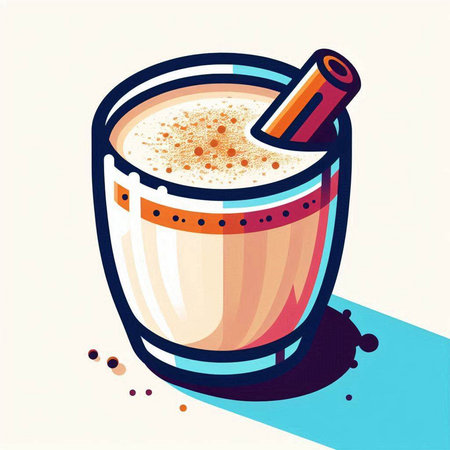 Coffee cup with cinnamon. Vector illustration in retro style.のイラスト素材