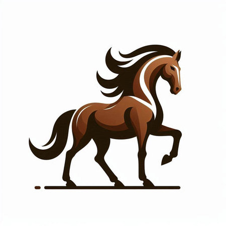 Horse with long mane isolated on white background. Vector illustration.のイラスト素材