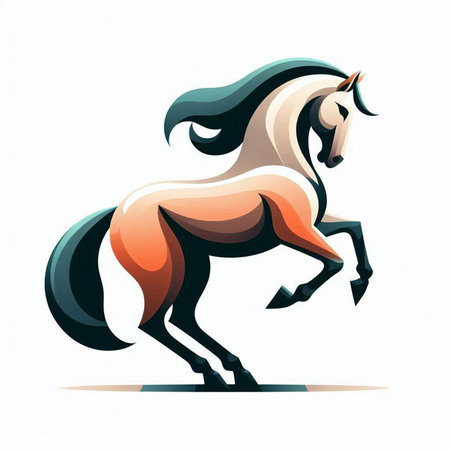 Vector illustration of a beautiful horse with long mane and tail.のイラスト素材