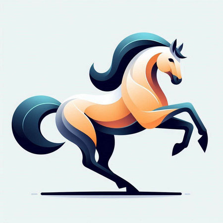 Vector illustration of a horse on a white background. Horse silhouette.のイラスト素材